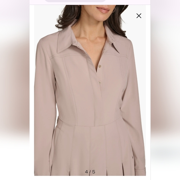 Calvin Klein Commuter Midi Shirt  Dress in Oyster - Picture 4 of 11